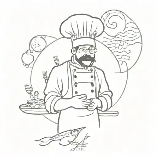 chef, travel, food and new beginnings tattoo design idea
