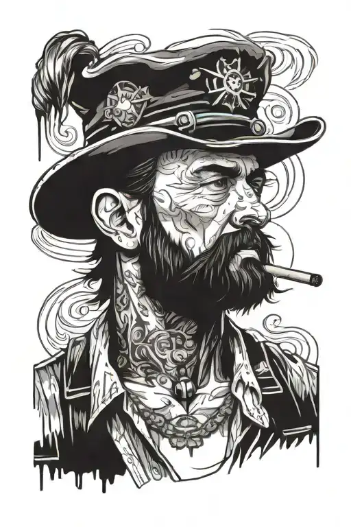 portrait mix of mariner breton and lumberjack smoking  tattoo design idea