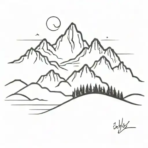 minimalist tattoo design of mountain range silhouette tattoo design idea