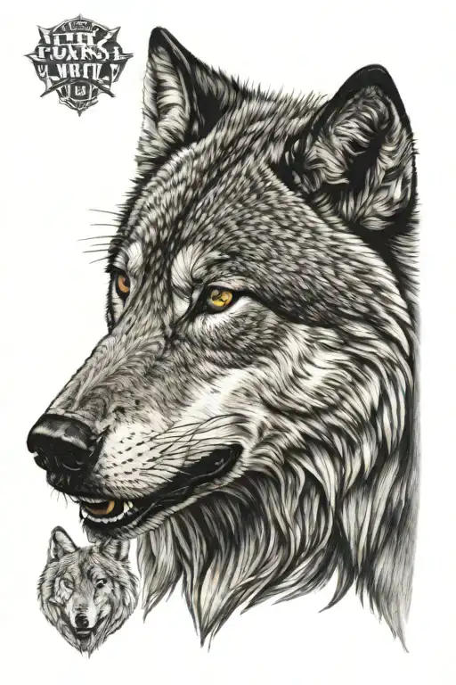 Turk mith wolf head tattoo design idea