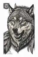 Turk mith wolf head tattoo design idea