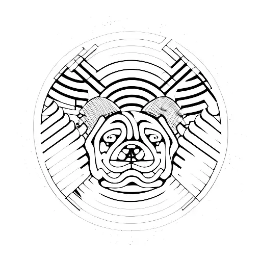 A bulldozer surrounded by soundwaves tattoo design idea