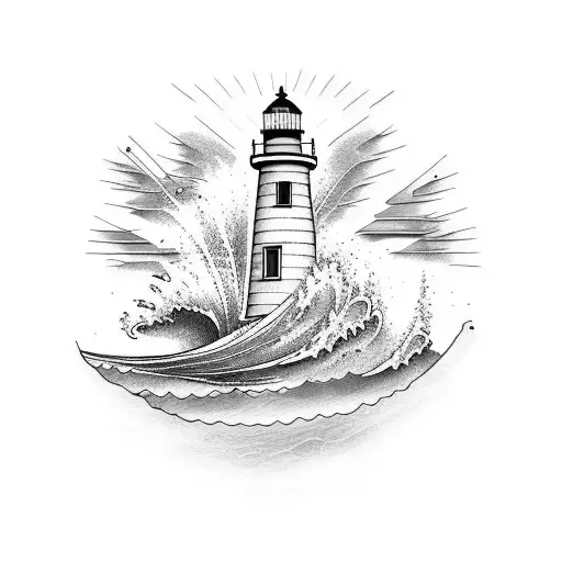 lighthouse + waves tattoo design idea