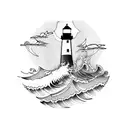 lighthouse + waves tattoo design idea