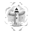 lighthouse + waves tattoo design idea