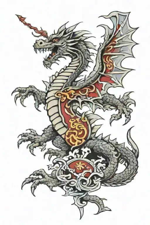 British army dragon wales  tattoo design idea