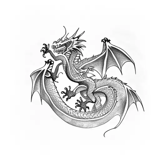 dragon around rose tattoo design idea