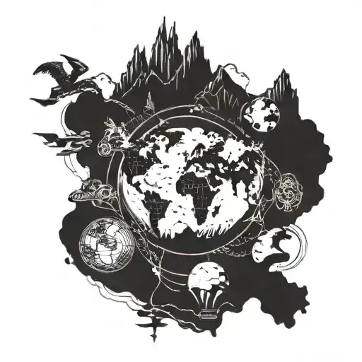 "7 continents traveler" tattoo design idea