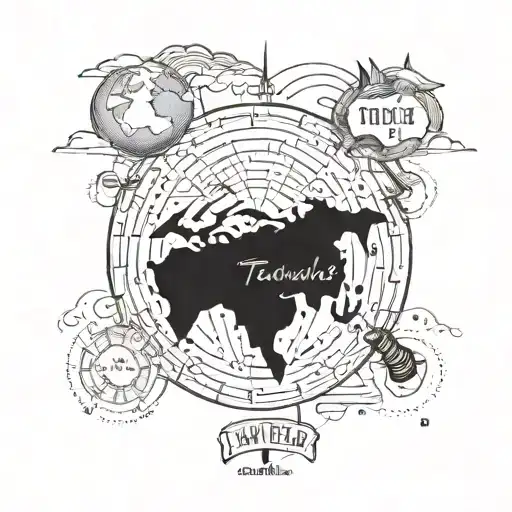 "7 continents traveler" text, simple tattoo design idea