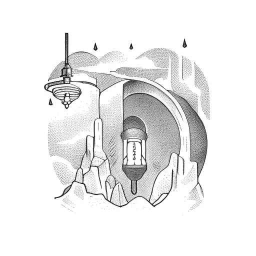 Elon Musk holding a torch at a cave entrance tattoo design idea