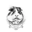 royal guinea pig in a tie with a bottle of whiskey tattoo design idea
