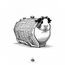 royal guinea pig in a tie with a bottle of whiskey tattoo design idea