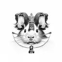 royal guinea pig in a tie with a bottle of whiskey tattoo design idea