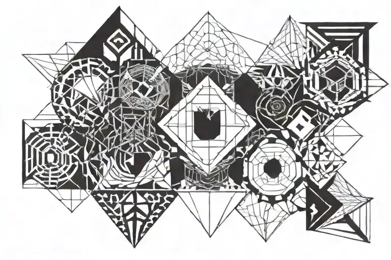 sharp, geometric lines connecting various tattoo design idea
