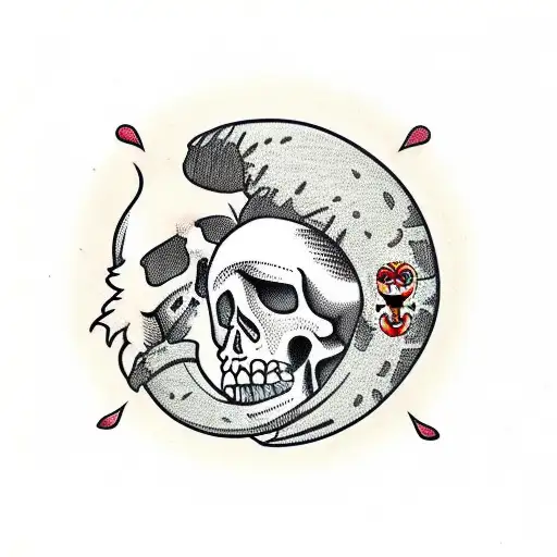 Coconut tree with skulls instead of coconuts tattoo design idea