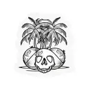 Coconut tree with skull coconuts tattoo design idea