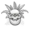 Coconut tree with skull coconuts tattoo design idea