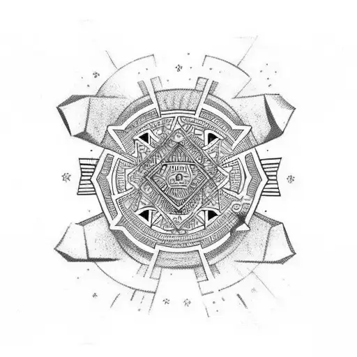 aztec and spanish geometric art tattoo design idea