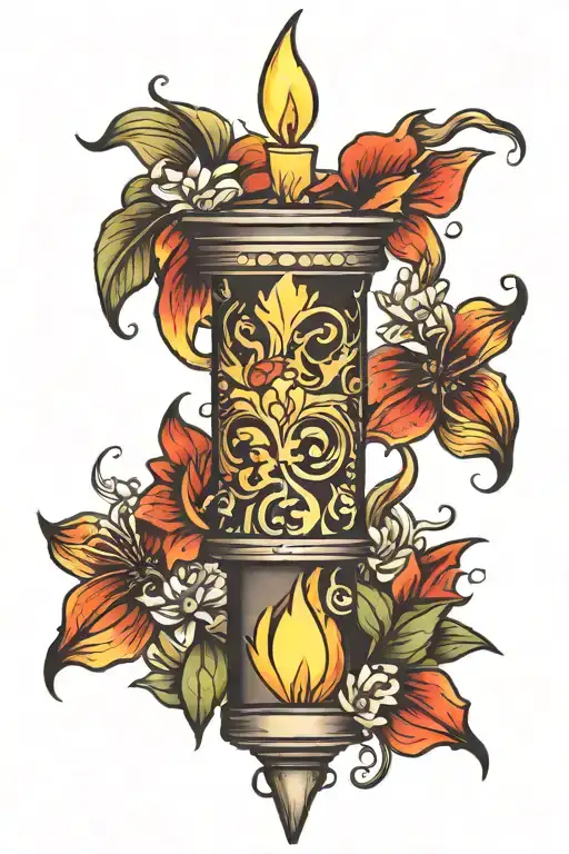 candle burning tattoo design idea