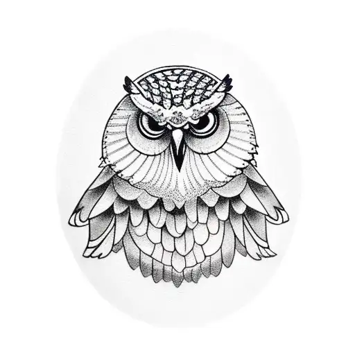 Athena with owl covering face  tattoo design idea