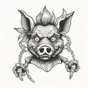saw puppet, pig face mask videotape tattoo design idea