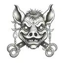 saw puppet, pig face mask videotape tattoo design idea