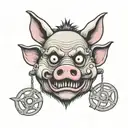 saw puppet, pig face mask videotape tattoo design idea