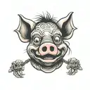 saw puppet, pig face mask videotape tattoo design idea