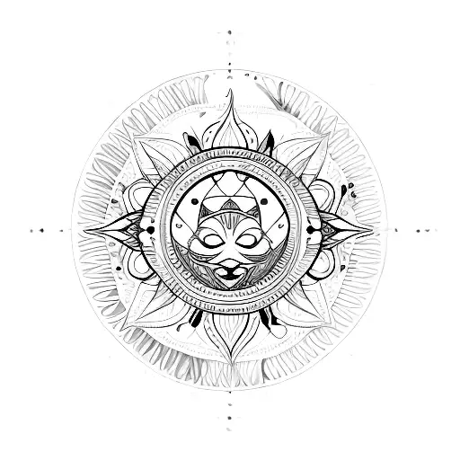 butterfly sun virgo  tattoo design idea