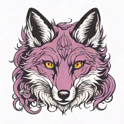 purple fox tattoo design idea