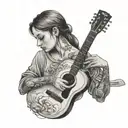 lover singing at a girl neck transformed in a guitar  tattoo design idea