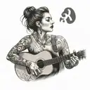 lover singing at a girl neck transformed in a guitar  tattoo design idea