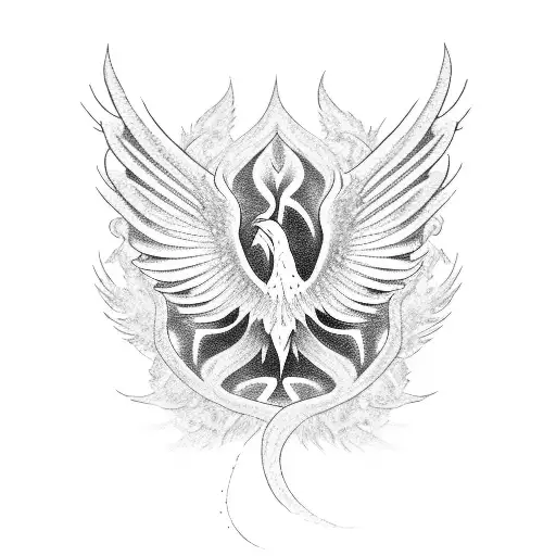 flying phoenix  tattoo design idea