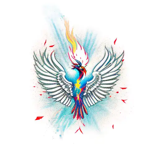phoenix with a bleeding heart tattoo design idea