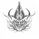 evil jester hat tattoo design idea