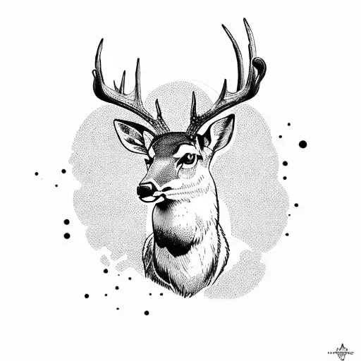 deer hunting with cross tattoo design idea