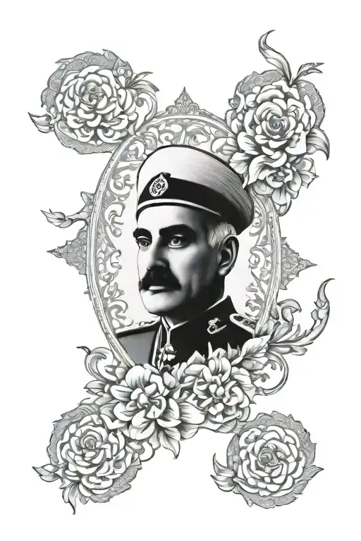 A design with an Iranian identity that represents the era of Reza Shah and be supported by Saed tattoo design idea