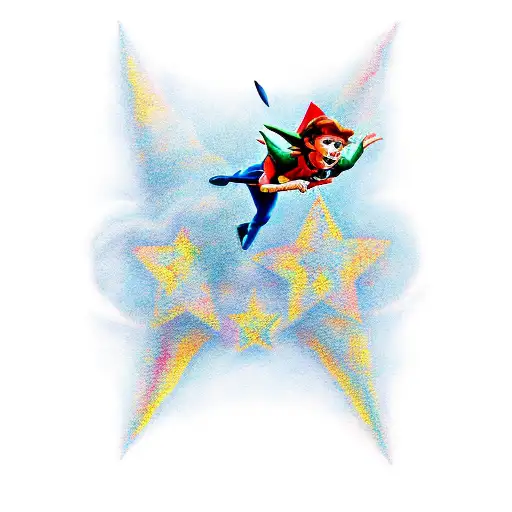 2 stars, Peter Pan  tattoo design idea