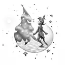 2 stars with second star being bigger, peter pan tattoo design idea
