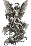 fallen angels vs demons tattoo design idea