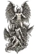 fallen angels vs demons tattoo design idea
