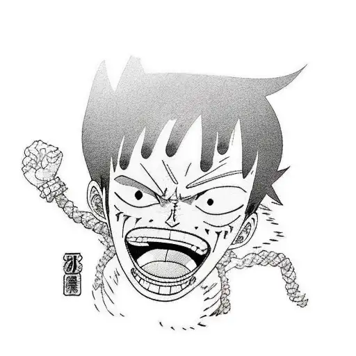 Luffy from One Piece with His crew tattoo design idea