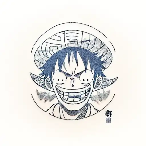 Luffy from One Piece throwing his hat tattoo design idea