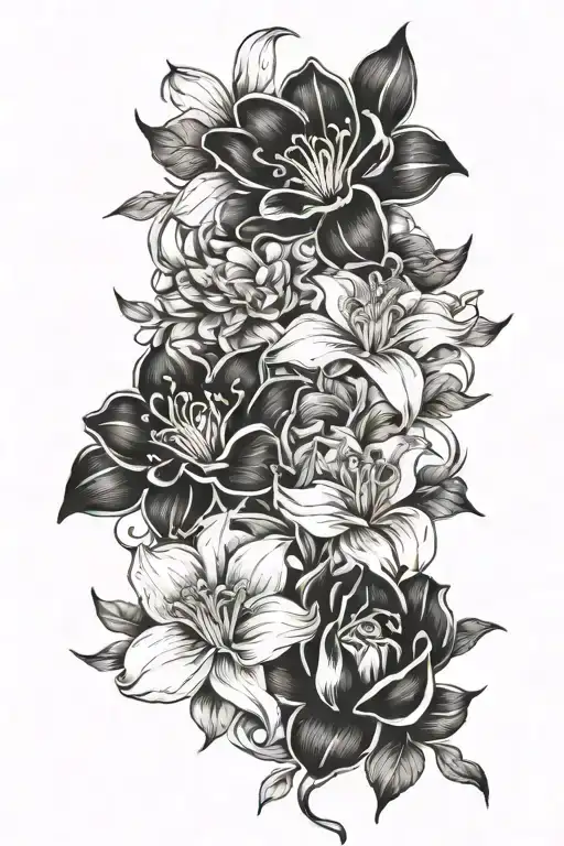 birth flowers Aquarius, Pisces,Libra  tattoo design idea