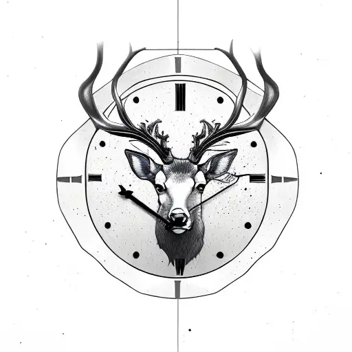 anvil stag under clock tattoo design idea