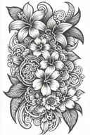 Polynesian tattoo, flowers tattoo design idea