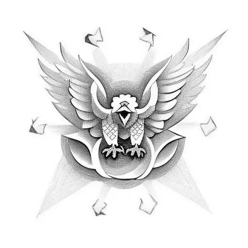 I want a lotto flower with an imperial eagle, both draw with a cubist style  tattoo design idea