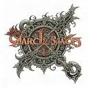 A thick metalic black background having a centered captioned "March 24th" In blood red color  tattoo design idea