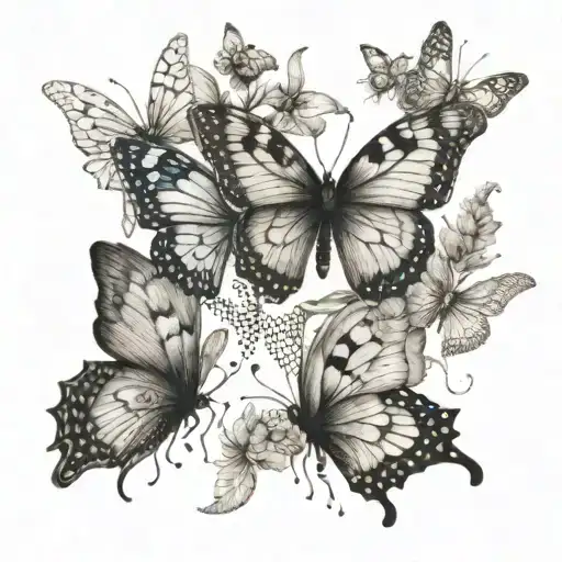 butterflies and caterpillars  tattoo design idea
