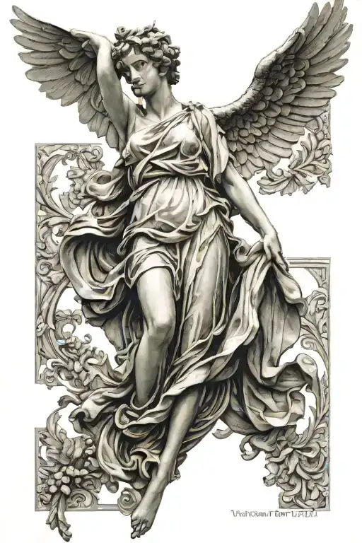 statue of winged victory of samothrace tattoo design idea